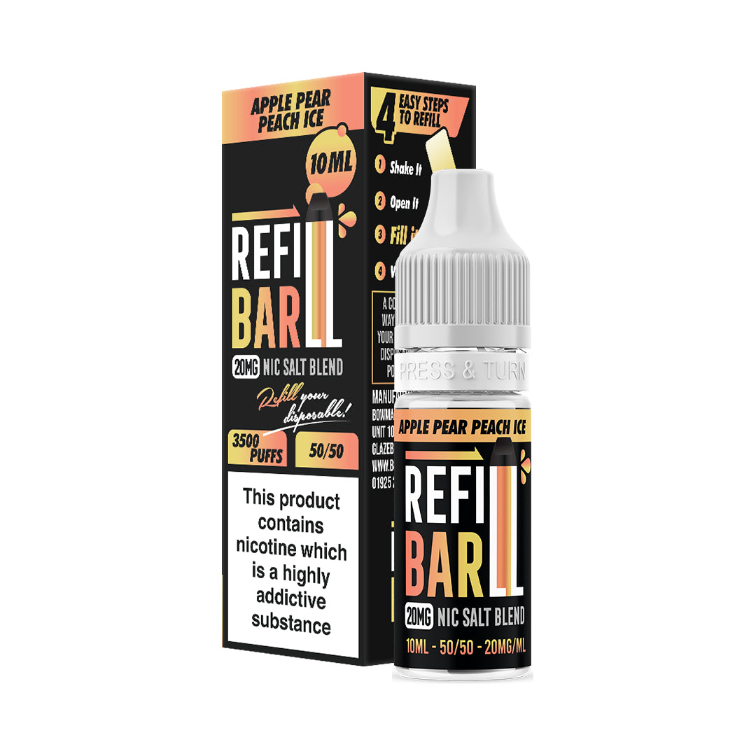 Refill Bar Apple Pear Peach Ice 10ml Nic Salt