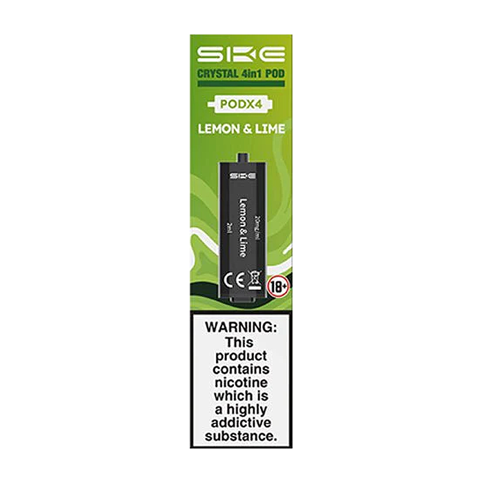 Crystal 4-in-1 pods Lemon and Lime flavour Pack of 4 by SKE and available to buy from vapebrothers.co.uk