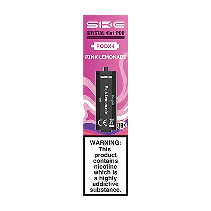 Crystal 4-in-1 pods Pink Lemonade flavour Pack of 4 by SKE and available to buy from vapebrothers.co.uk